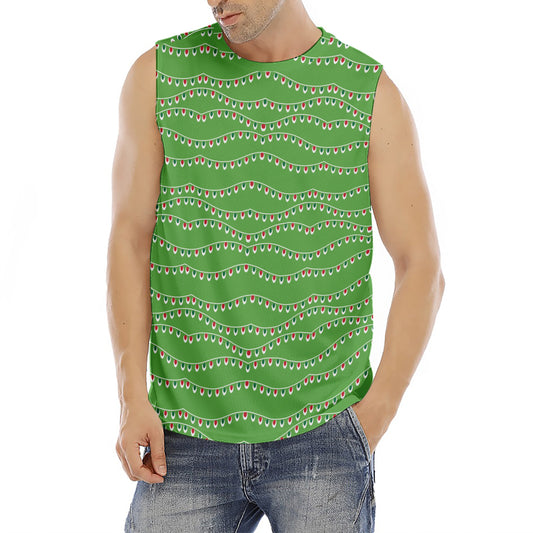 Merry Christmas Lights Pattern Print Men's Fitness Tank Top