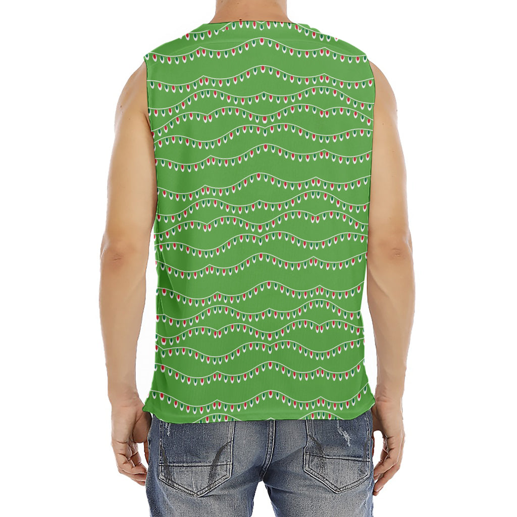 Merry Christmas Lights Pattern Print Men's Fitness Tank Top