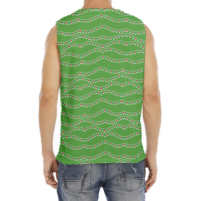 Merry Christmas Lights Pattern Print Men's Fitness Tank Top