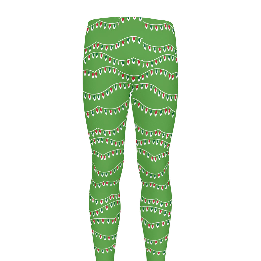 Merry Christmas Lights Pattern Print Men's leggings