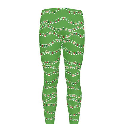 Merry Christmas Lights Pattern Print Men's leggings