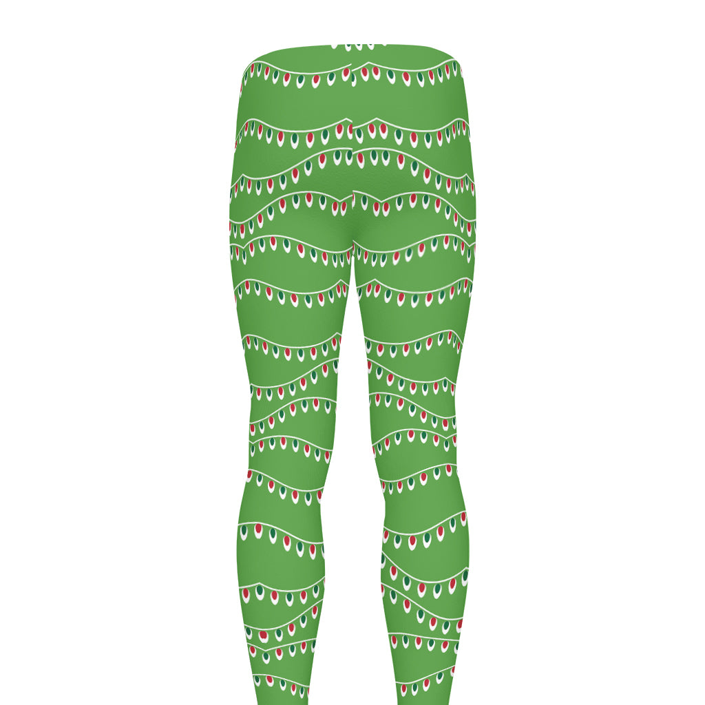 Merry Christmas Lights Pattern Print Men's leggings