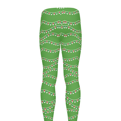 Merry Christmas Lights Pattern Print Men's leggings