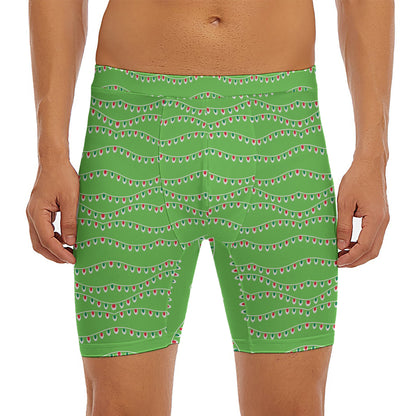 Merry Christmas Lights Pattern Print Men's Long Boxer Briefs