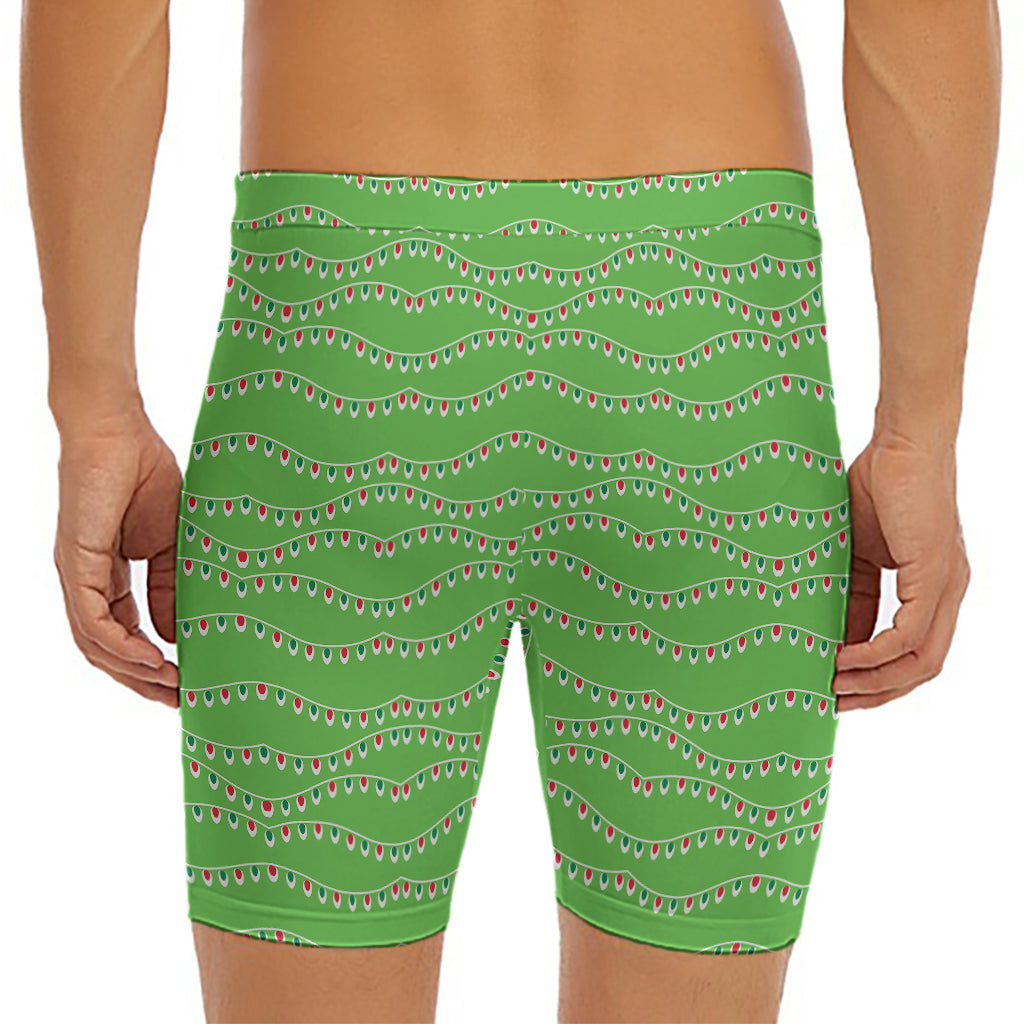 Merry Christmas Lights Pattern Print Men's Long Boxer Briefs