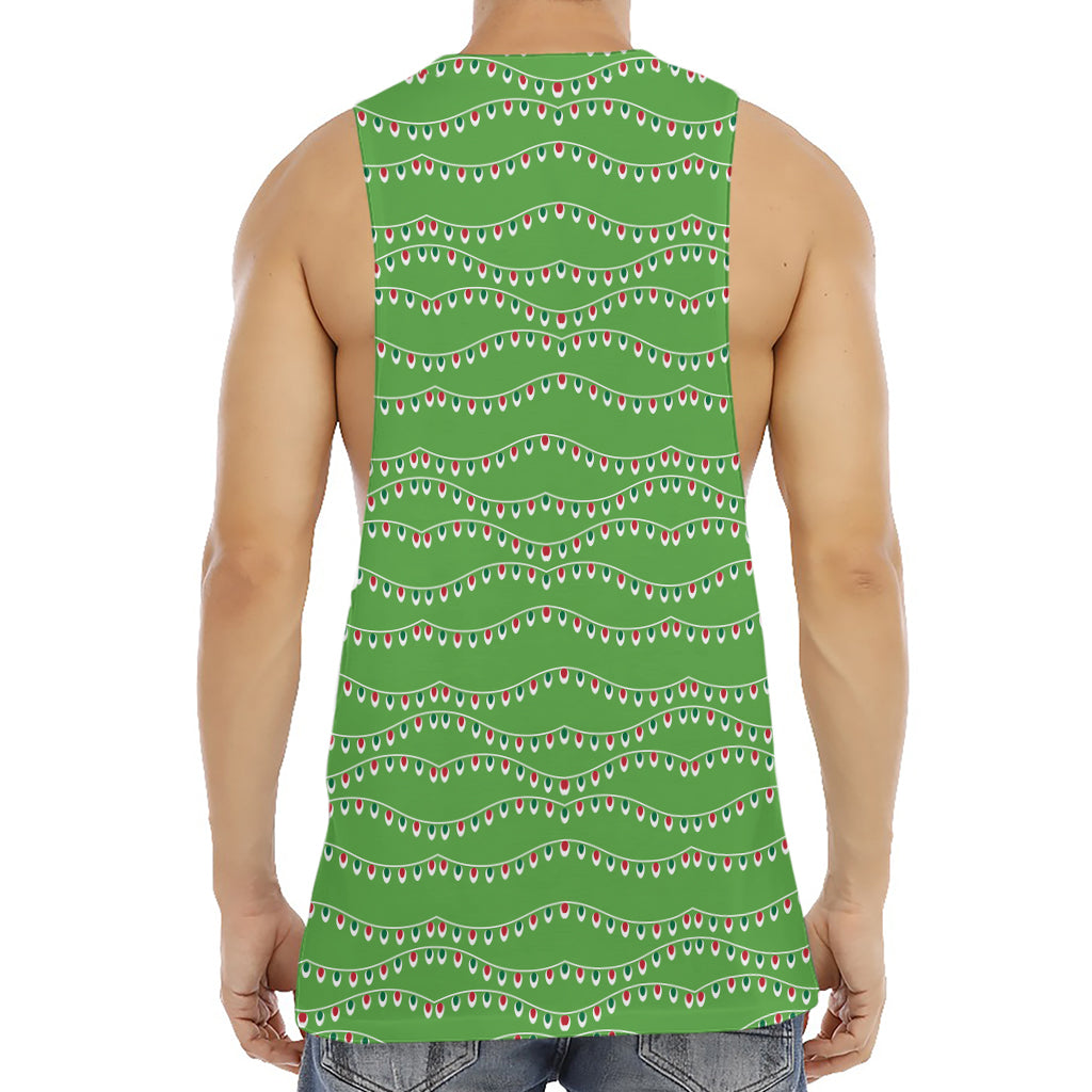 Merry Christmas Lights Pattern Print Men's Muscle Tank Top
