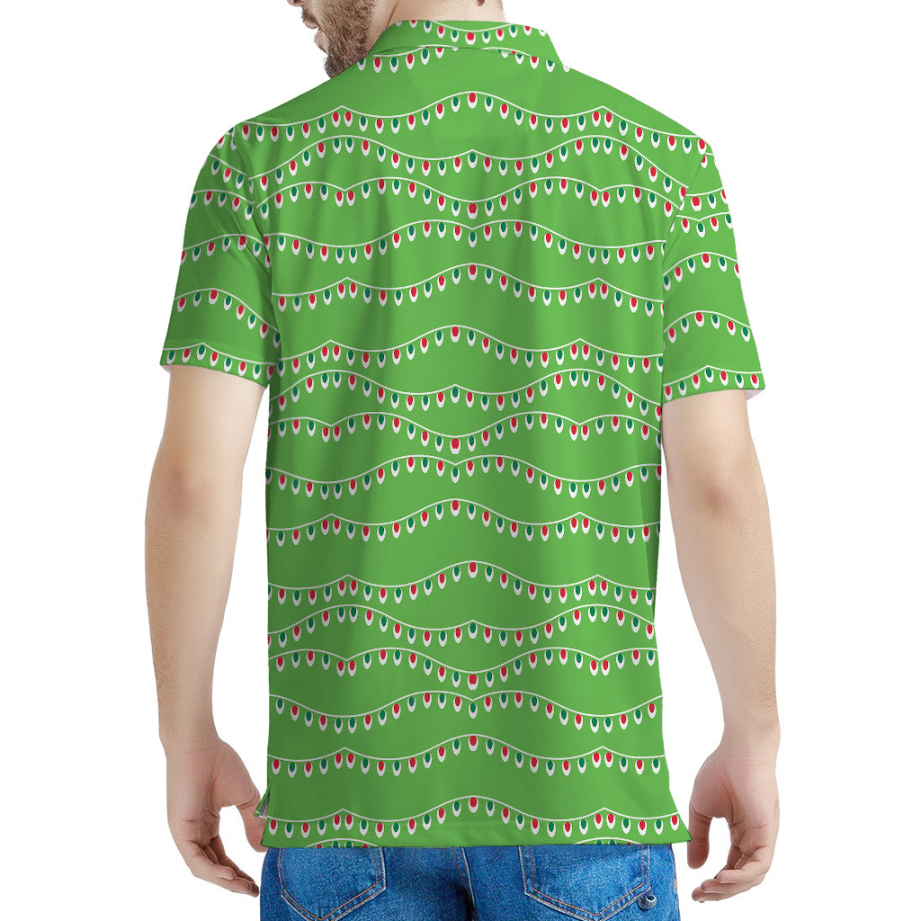 Merry Christmas Lights Pattern Print Men's Polo Shirt