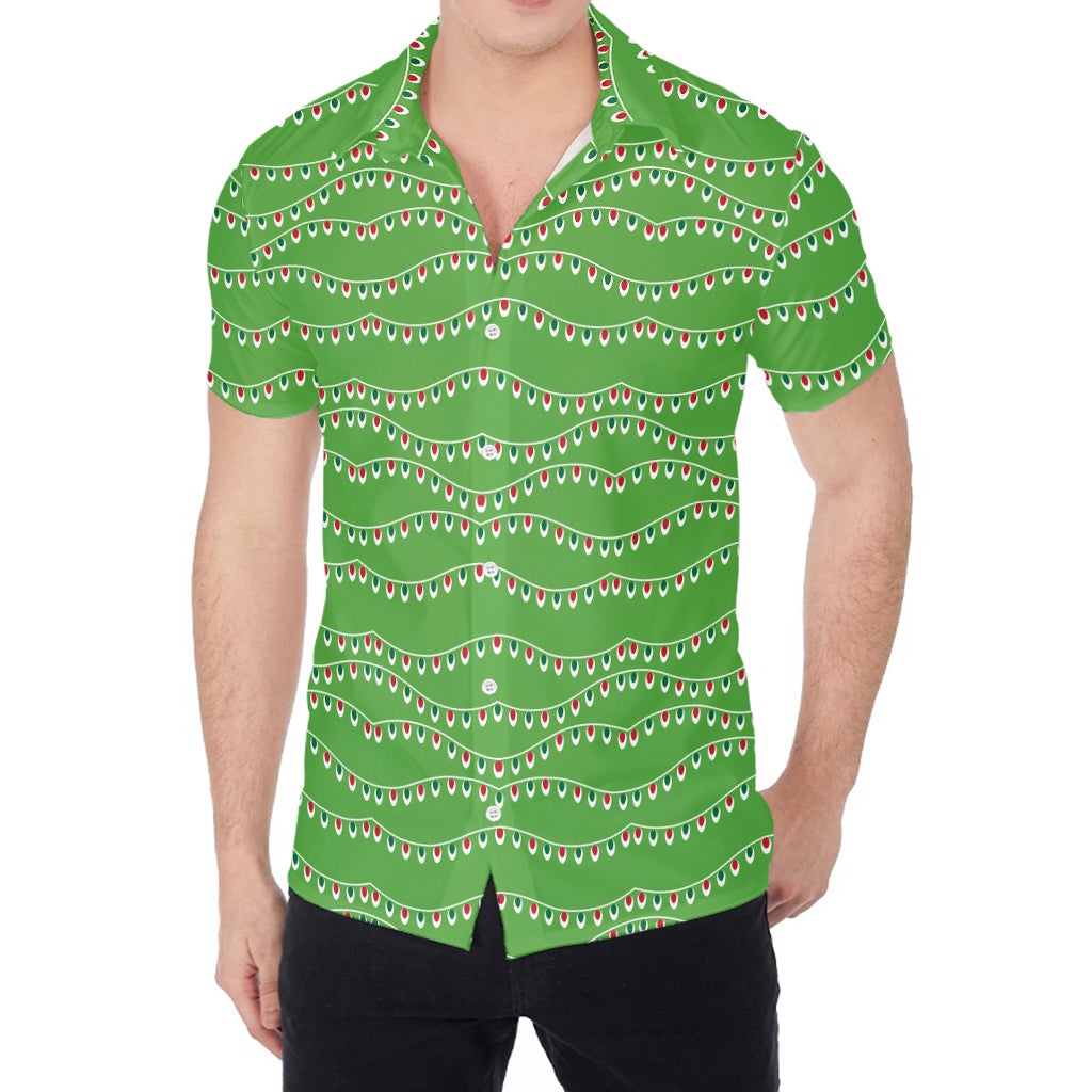 Merry Christmas Lights Pattern Print Men's Shirt