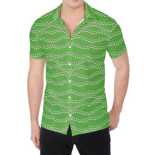Merry Christmas Lights Pattern Print Men's Shirt