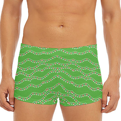Merry Christmas Lights Pattern Print Men's Short Boxer Briefs