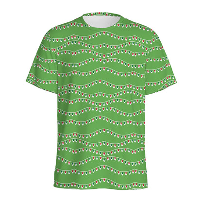 Merry Christmas Lights Pattern Print Men's Sports T-Shirt