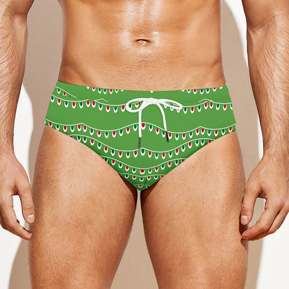 Merry Christmas Lights Pattern Print Men's Swim Briefs