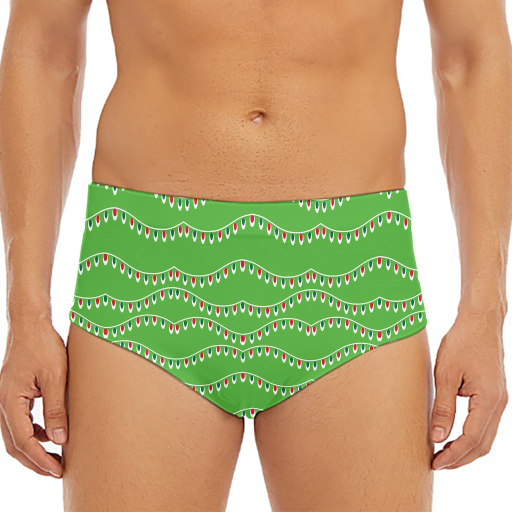 Merry Christmas Lights Pattern Print Men's Triangle Swim Briefs