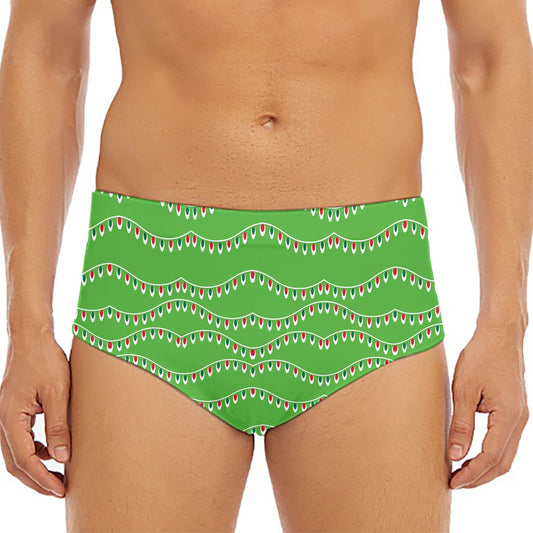 Merry Christmas Lights Pattern Print Men's Triangle Swim Briefs