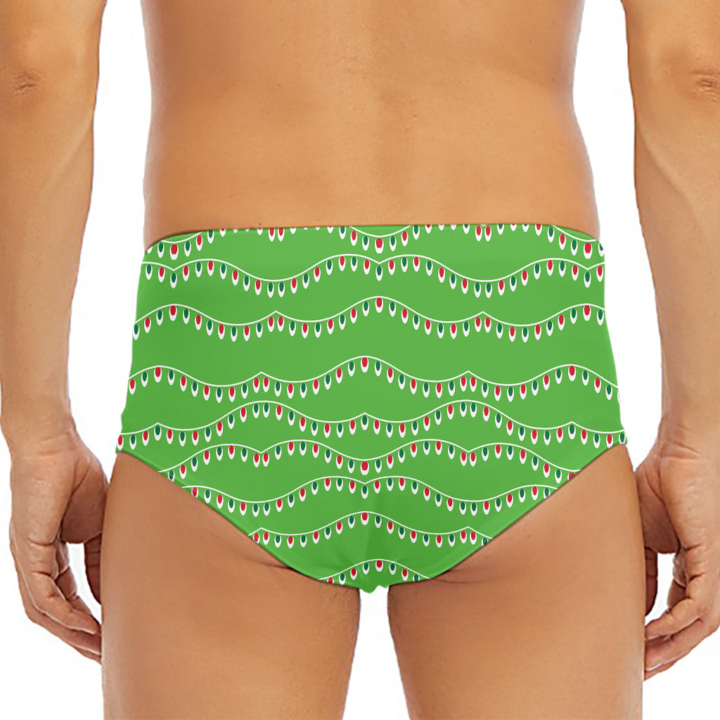 Merry Christmas Lights Pattern Print Men's Triangle Swim Briefs