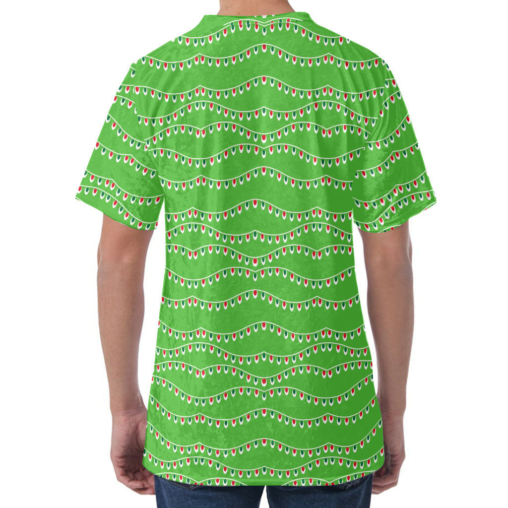 Merry Christmas Lights Pattern Print Men's Velvet T-Shirt
