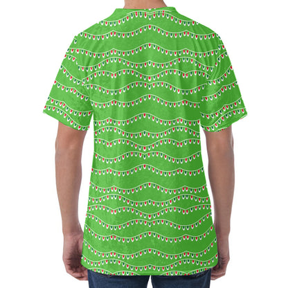 Merry Christmas Lights Pattern Print Men's Velvet T-Shirt
