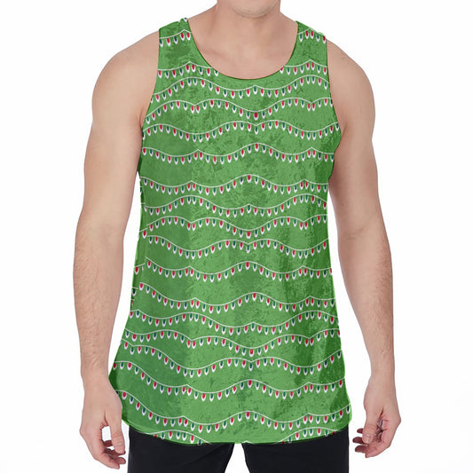 Merry Christmas Lights Pattern Print Men's Velvet Tank Top