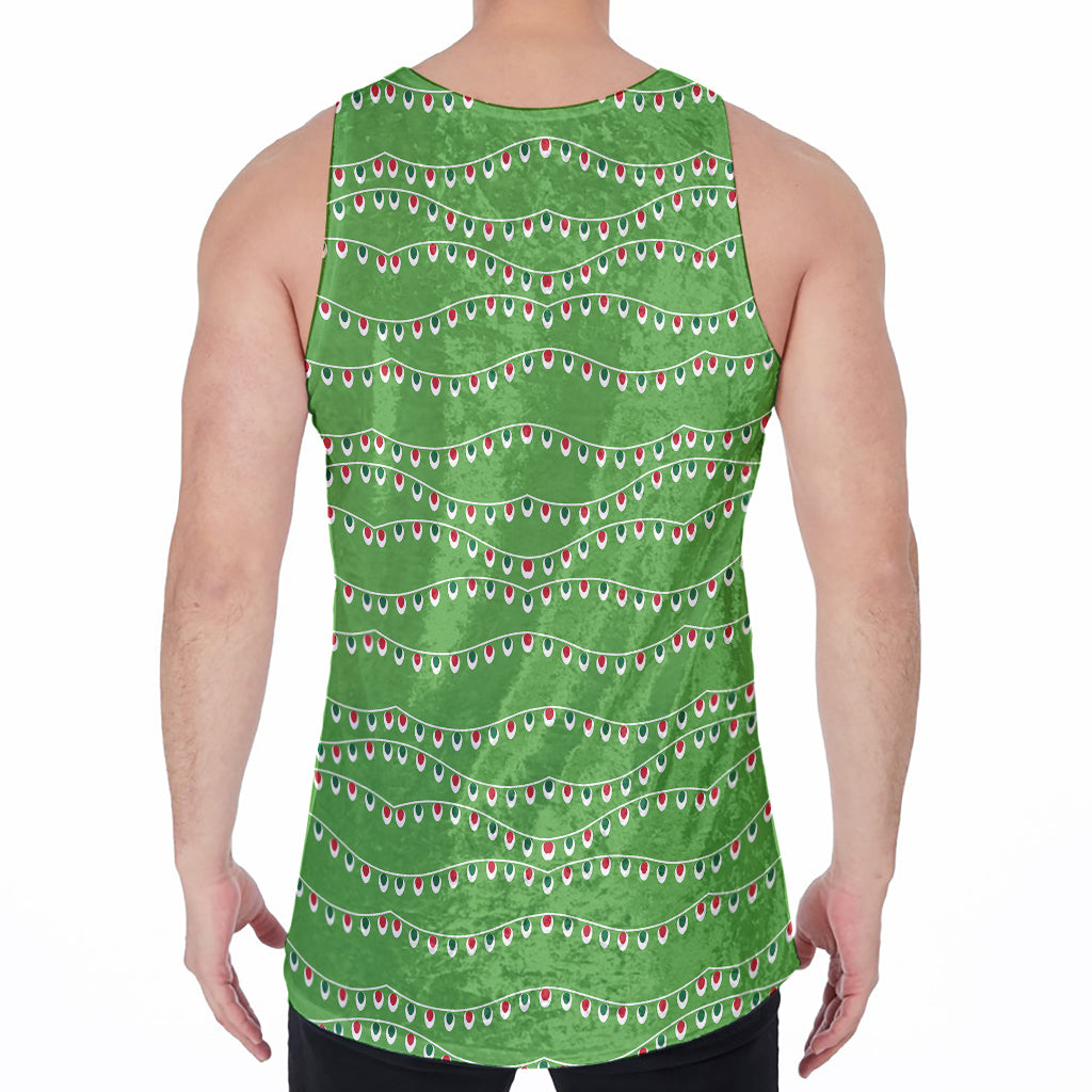 Merry Christmas Lights Pattern Print Men's Velvet Tank Top