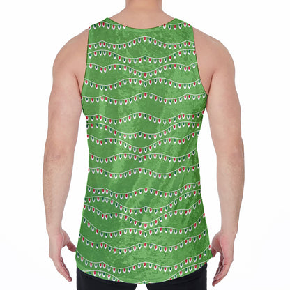Merry Christmas Lights Pattern Print Men's Velvet Tank Top