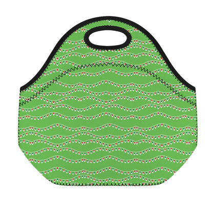 Merry Christmas Lights Pattern Print Neoprene Lunch Bag