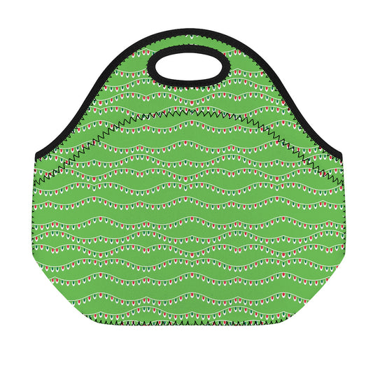 Merry Christmas Lights Pattern Print Neoprene Lunch Bag