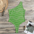 Merry Christmas Lights Pattern Print One Shoulder Bodysuit