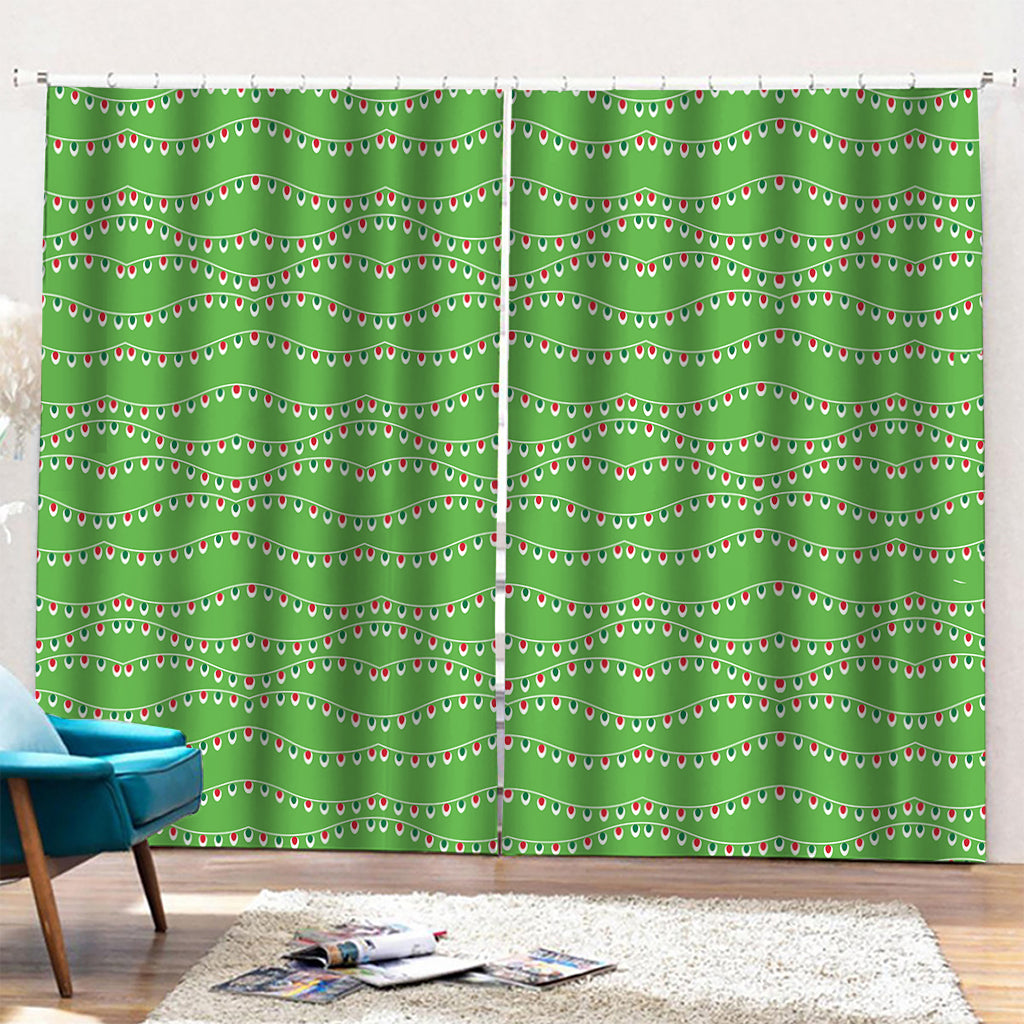 Merry Christmas Lights Pattern Print Pencil Pleat Curtains