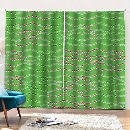 Merry Christmas Lights Pattern Print Pencil Pleat Curtains