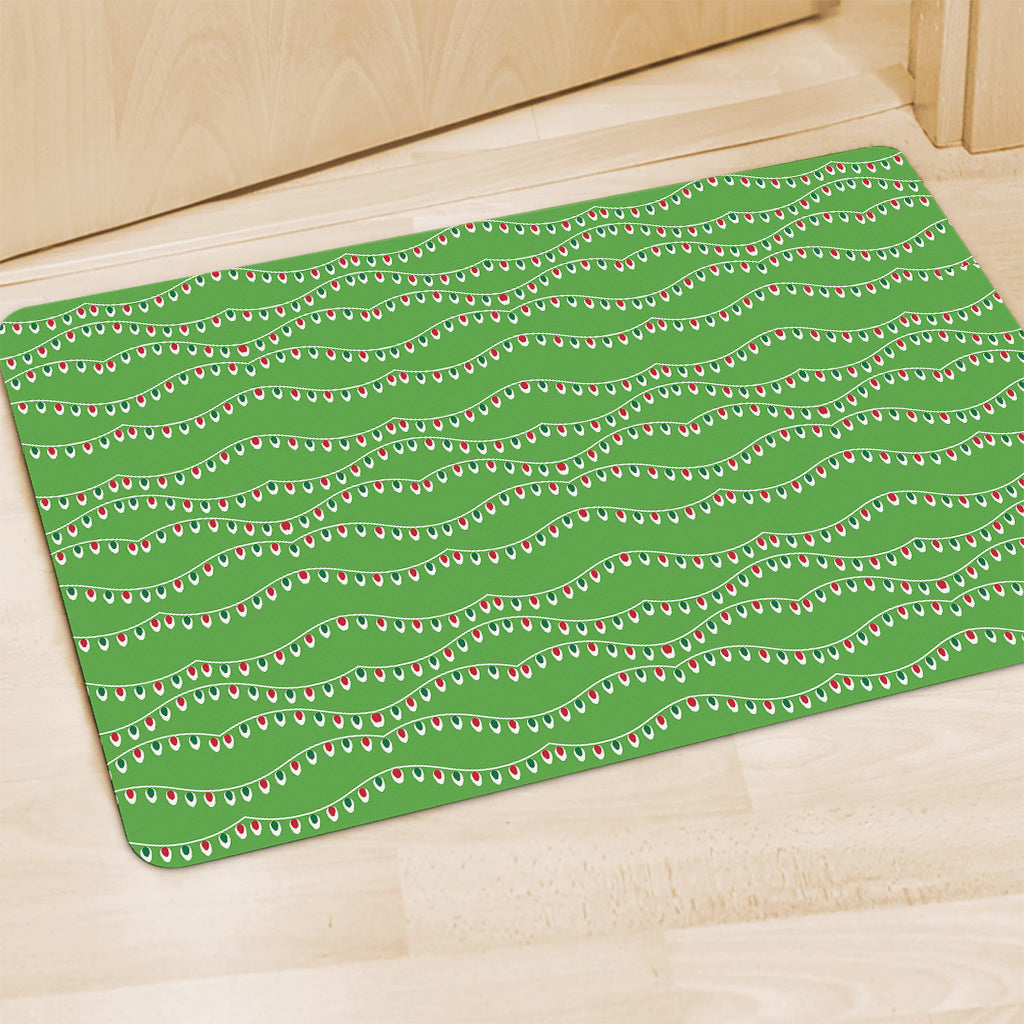 Merry Christmas Lights Pattern Print Polyester Doormat