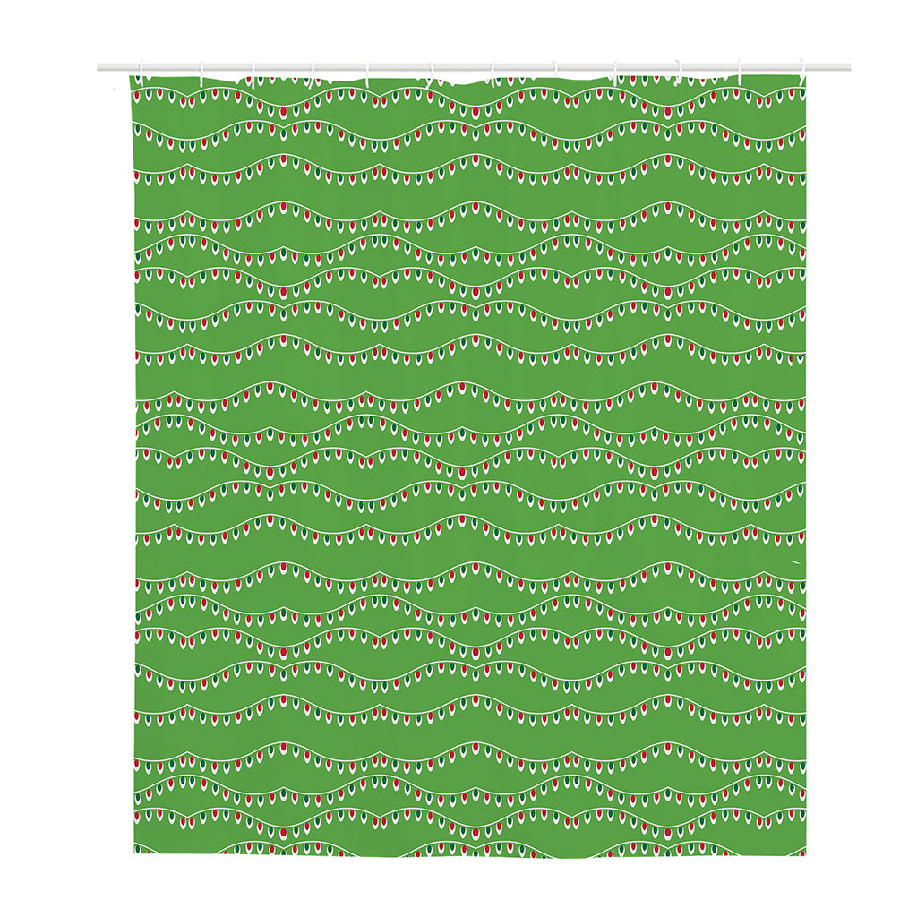 Merry Christmas Lights Pattern Print Polyester Shower Curtain