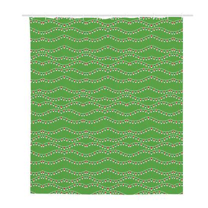 Merry Christmas Lights Pattern Print Polyester Shower Curtain