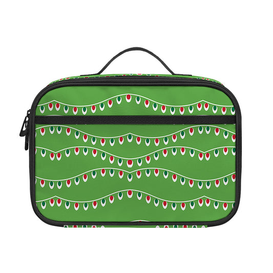 Merry Christmas Lights Pattern Print Portable Lunch Bag