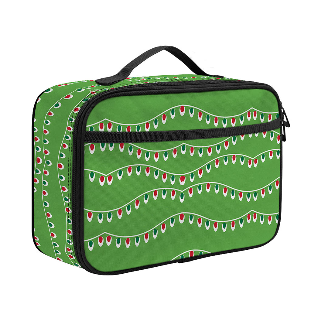 Merry Christmas Lights Pattern Print Portable Lunch Bag