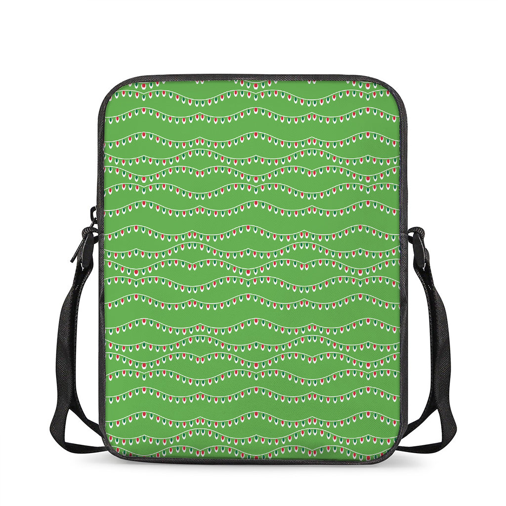 Merry Christmas Lights Pattern Print Rectangular Crossbody Bag