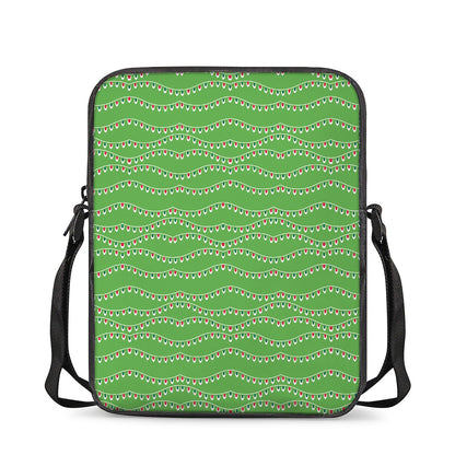 Merry Christmas Lights Pattern Print Rectangular Crossbody Bag
