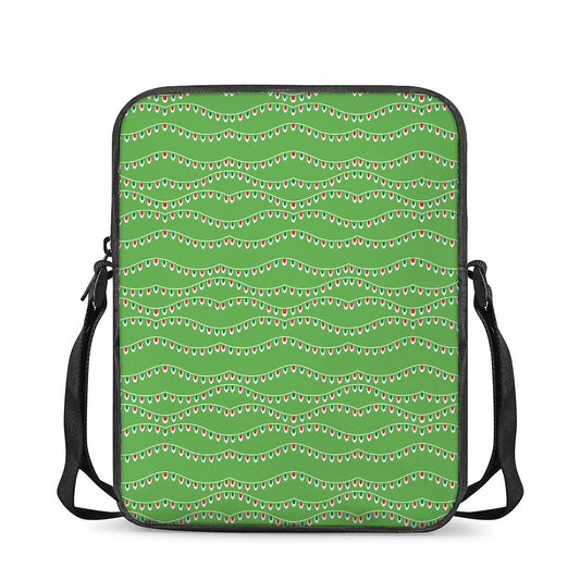 Merry Christmas Lights Pattern Print Rectangular Crossbody Bag
