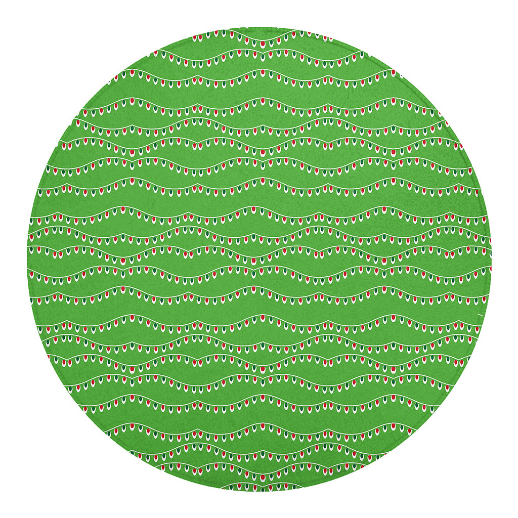 Merry Christmas Lights Pattern Print Round Blanket