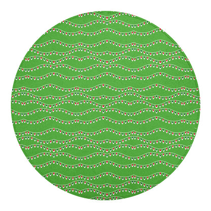 Merry Christmas Lights Pattern Print Round Blanket