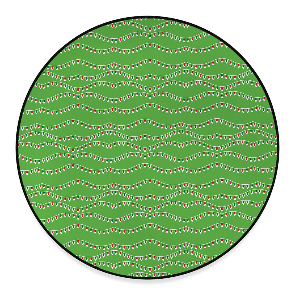 Merry Christmas Lights Pattern Print Round Floor Mat