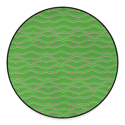Merry Christmas Lights Pattern Print Round Floor Mat