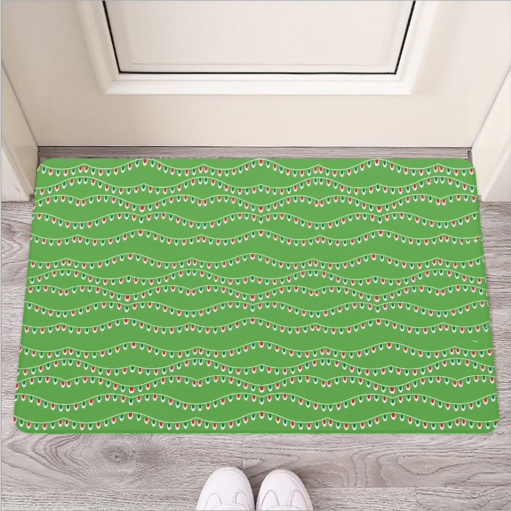 Merry Christmas Lights Pattern Print Rubber Doormat