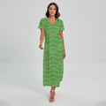 Merry Christmas Lights Pattern Print Short Sleeve Maxi Dress