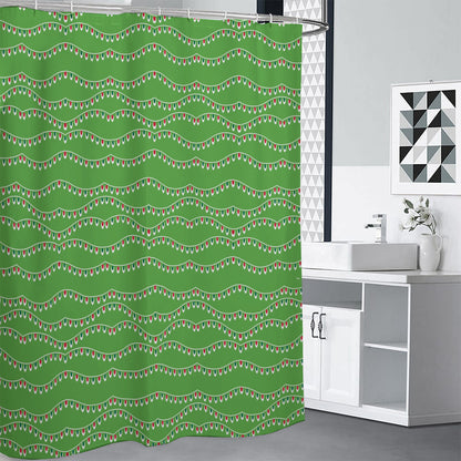 Merry Christmas Lights Pattern Print Shower Curtain