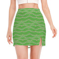 Merry Christmas Lights Pattern Print Side Slit Mini Skirt