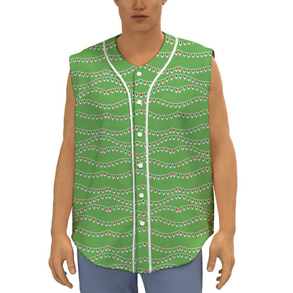 Merry Christmas Lights Pattern Print Sleeveless Baseball Jersey
