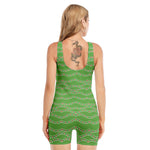 Merry Christmas Lights Pattern Print Sleeveless One Piece Swimsuit