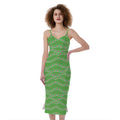 Merry Christmas Lights Pattern Print Slim Fit Midi Cami Dress