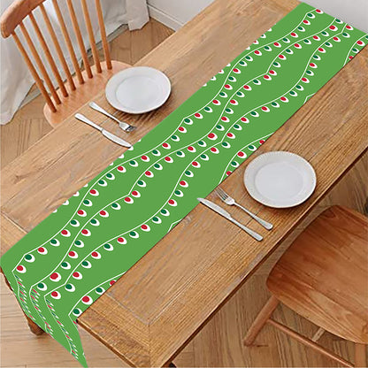 Merry Christmas Lights Pattern Print Table Runner