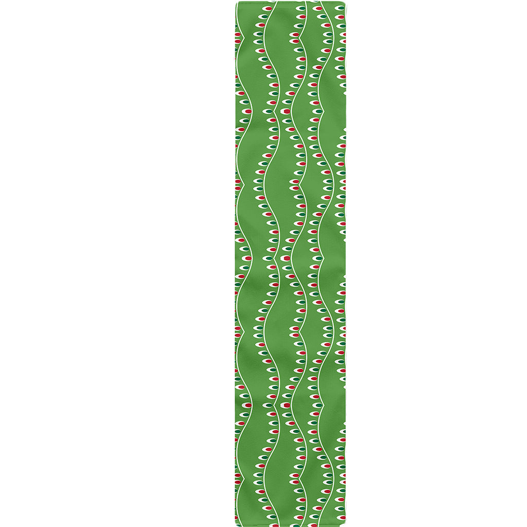 Merry Christmas Lights Pattern Print Table Runner
